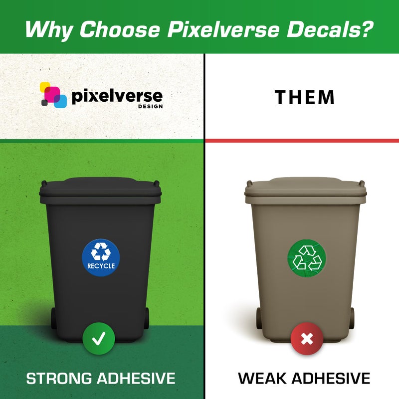 Pixelverse Design Trash Recycle Compost Stickers - 4x4 Round Decals, 6 Pack Set - Easy to Apply, UV-Resistant for Effective Indoor & Outdoor Waste Management in Kitchens, Offices, and Public Spaces - Image 3